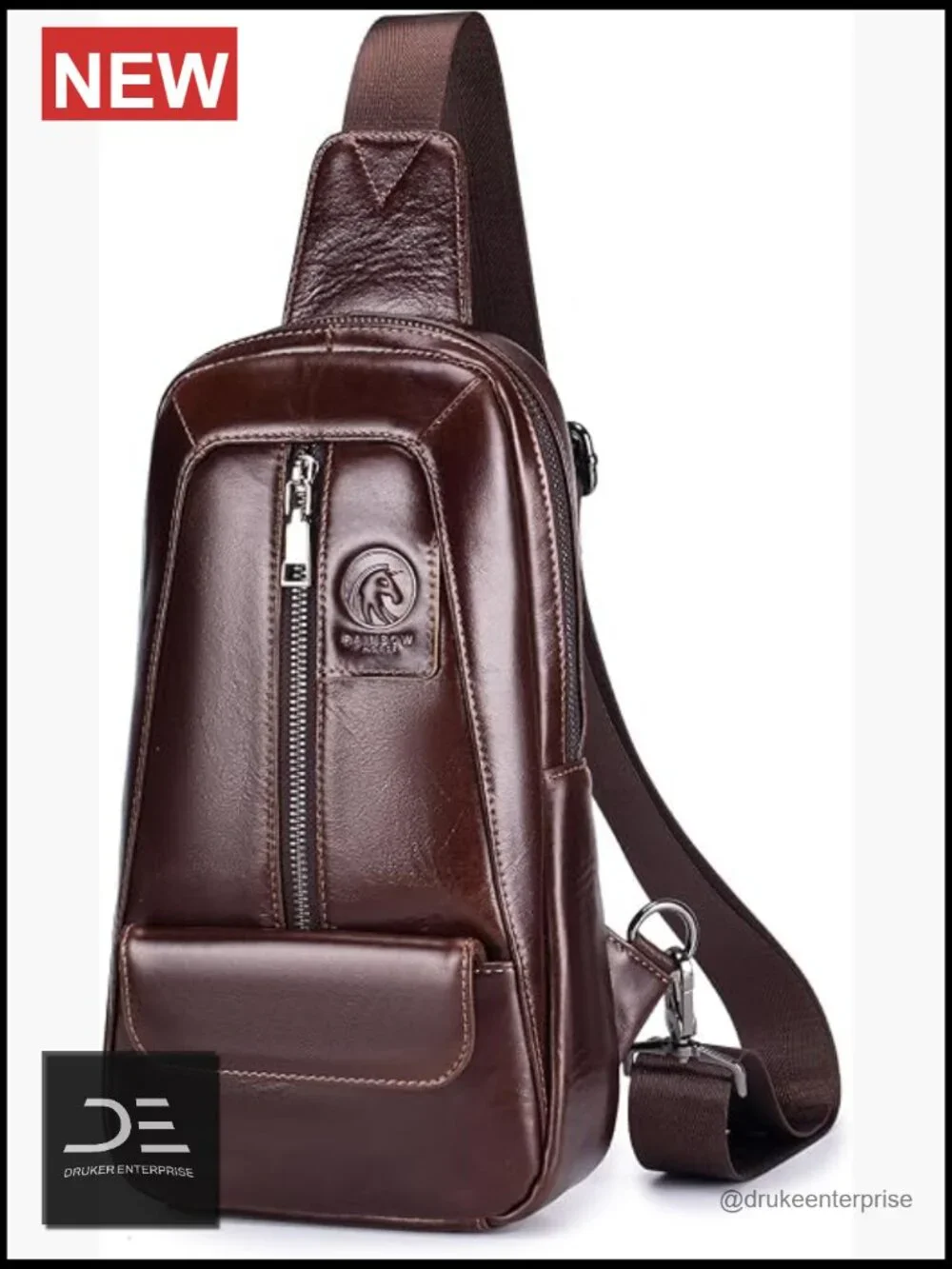 Vintage Oil-Waxed Leather Sling Bag Crossbody Shoulder Backpack for Men